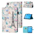 For Samsung Galaxy Tab A9 Coloured Drawing Stitching Smart Leather Tablet Case(Tower and Butterflies