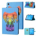 For Samsung Galaxy Tab A9 Coloured Drawing Stitching Smart Leather Tablet Case(Colorful Elephant)
