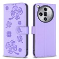 For OPPO Find X7 Four-leaf Embossed Leather Phone Case(Purple)