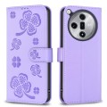 For OPPO Find X7 Ultra Four-leaf Embossed Leather Phone Case(Purple)