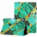 For Samsung Galaxy Tab A7 Lite T220 Marble Pattern Stitching Leather Tablet Case(Gold Green)