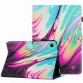 For Samsung Galaxy Tab A9 Marble Pattern Stitching Smart Leather Tablet Case(Rose Blue)