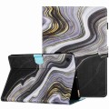For Samsung Galaxy Tab A9 Marble Pattern Stitching Smart Leather Tablet Case(Black Gold)