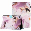 For Samsung Galaxy Tab A9+ Marble Pattern Stitching Smart Leather Tablet Case(Gold Pink)