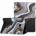 For Samsung Galaxy Tab A 10.1 T580 Marble Pattern Stitching Smart Leather Tablet Case(Black Gold)