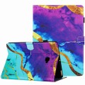 For Samsung Galaxy Tab A 10.1 T580 Marble Pattern Stitching Smart Leather Tablet Case(Purple Blue)