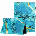 For Amazon Kindle Fire 7 2019 Marble Pattern Stitching Leather Tablet Case(Gold Blue)