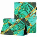 For Amazon Kindle Fire 7 2019 Marble Pattern Stitching Leather Tablet Case(Gold Green)