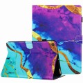 For Amazon Kindle Fire 7 2019 Marble Pattern Stitching Leather Tablet Case(Purple Blue)
