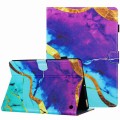 For Amazon Kindle Fire 7 2022 Marble Pattern Stitching Smart Leather Tablet Case(Purple Blue)