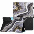 For Amazon Kindle Paperwhite 4/3/2/1 Marble Pattern Stitching Smart Leather Tablet Case(Black Gold)