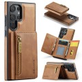 For Samsung Galaxy S22 Ultra DG.MING M5 Series Zip RFID Multi Card Detachable Leather Phone Case(Bro