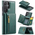 For Samsung Galaxy S22 Ultra DG.MING M5 Series Zip RFID Multi Card Detachable Leather Phone Case(Gre