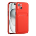 For iPhone 15 Card Slot Design Shockproof TPU Phone Case(Red)