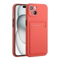 For iPhone 15 Card Slot Design Shockproof TPU Phone Case(Plum Red)