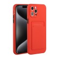 For iPhone 15 Pro Card Slot Design Shockproof TPU Phone Case(Red)