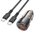 BOROFONE BZ20 Smart QC3.0 + PD20W Dual Ports Fast Charging Car Charger with Type-C to Type-C Cable(T