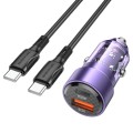 BOROFONE BZ20 Smart QC3.0 + PD20W Dual Ports Fast Charging Car Charger with Type-C to Type-C Cable(T