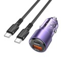 BOROFONE BZ20A Smart QC3.0 + PD65W Dual Ports Fast Charging Car Charger with Type-C to Type-C Cable(