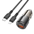 BOROFONE BZ20A Smart QC3.0 + PD65W Dual Ports Fast Charging Car Charger with Type-C to 8 Pin Cable(T