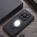 For Xiaomi 14 Pro Magnifier Holder Litchi Texture PU Phone Case(Black)