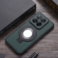 For Xiaomi 14 Pro Magnifier Holder Litchi Texture PU Phone Case(Green)