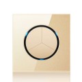 86mm Round LED Tempered Glass Switch Panel, Gold Round Glass, Style:Three Open Dual Control
