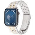 For Apple Watch SE 2023 44mm 22mm Ultra-thin Five Beads Stainless Steel Watch Band(Silver Gold)