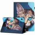For Huawei MatePad T 10s / T 10 Painted Pattern Stitching Leather Tablet Case(Blue Cat)