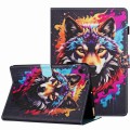 For Lenovo Tab M10 3rd Gen Painted Pattern Stitching Smart Leather Tablet Case(Colorful Wolf)