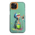 For iPhone 15 Pro Max Cartoon Animal Graffiti PC + TPU Phone Case(Blue Cat)