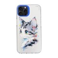 For iPhone 15 Pro Cartoon Animal Graffiti PC + TPU Phone Case(White Face Cat)