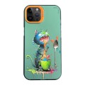 For iPhone 14 Pro Cartoon Animal Graffiti PC + TPU Phone Case(Blue Cat)