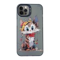 For iPhone 12 Pro Cartoon Animal Graffiti PC + TPU Phone Case(Calico Cat)