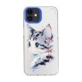 For iPhone 11 Cartoon Animal Graffiti PC + TPU Phone Case(White Face Cat)