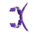 For Apple Watch Ultra 2 49mm Chrysanthemum Beads Paracord Braided Watch Band(Purple)