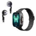 D8 2.01 inch 2 in 1 Bluetooth Earphone Steel Band Smart Watch, Support Health Monitoring / NFC(Black