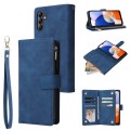 For Samsung Galaxy A15 5G Multifunctional Frosted Zipper Wallet Leather Phone Case(Blue)