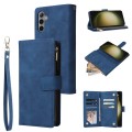 For Samsung Galaxy S24+ 5G Multifunctional Frosted Zipper Wallet Leather Phone Case(Blue)