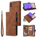 For Samsung Galaxy A05 Multifunctional Frosted Zipper Wallet Leather Phone Case(Brown)