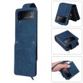 For Samsung Galaxy Z Flip3 5G Multifunctional Frosted Zipper Wallet Leather Phone Case(Blue)