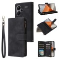 For Xiaomi Redmi Note 13 Pro+ Multifunctional Frosted Zipper Wallet Leather Phone Case(Black)