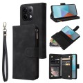 For Xiaomi Redmi Note 13 Pro 5G Multifunctional Frosted Zipper Wallet Leather Phone Case(Black)