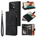 For Xiaomi Redmi Note 13 5G Multifunctional Frosted Zipper Wallet Leather Phone Case(Black)