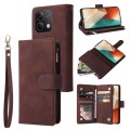 For Xiaomi Redmi Note 13 5G Multifunctional Frosted Zipper Wallet Leather Phone Case(Coffee)