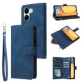 For Xiaomi Redmi 13C 4G Global Multifunctional Frosted Zipper Wallet Leather Phone Case(Blue)
