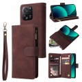 For Xiaomi 13T / 13T Pro Multifunctional Frosted Zipper Wallet Leather Phone Case(Coffee)
