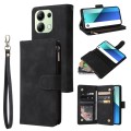 For Xiaomi Redmi Note 13 4G Multifunctional Frosted Zipper Wallet Leather Phone Case(Black)
