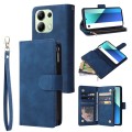 For Xiaomi Redmi Note 13 4G Multifunctional Frosted Zipper Wallet Leather Phone Case(Blue)