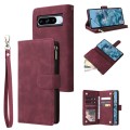 For Google Pixel 8a Multifunctional Multi-Card Wallet Phone Leather Case(Wine Red)